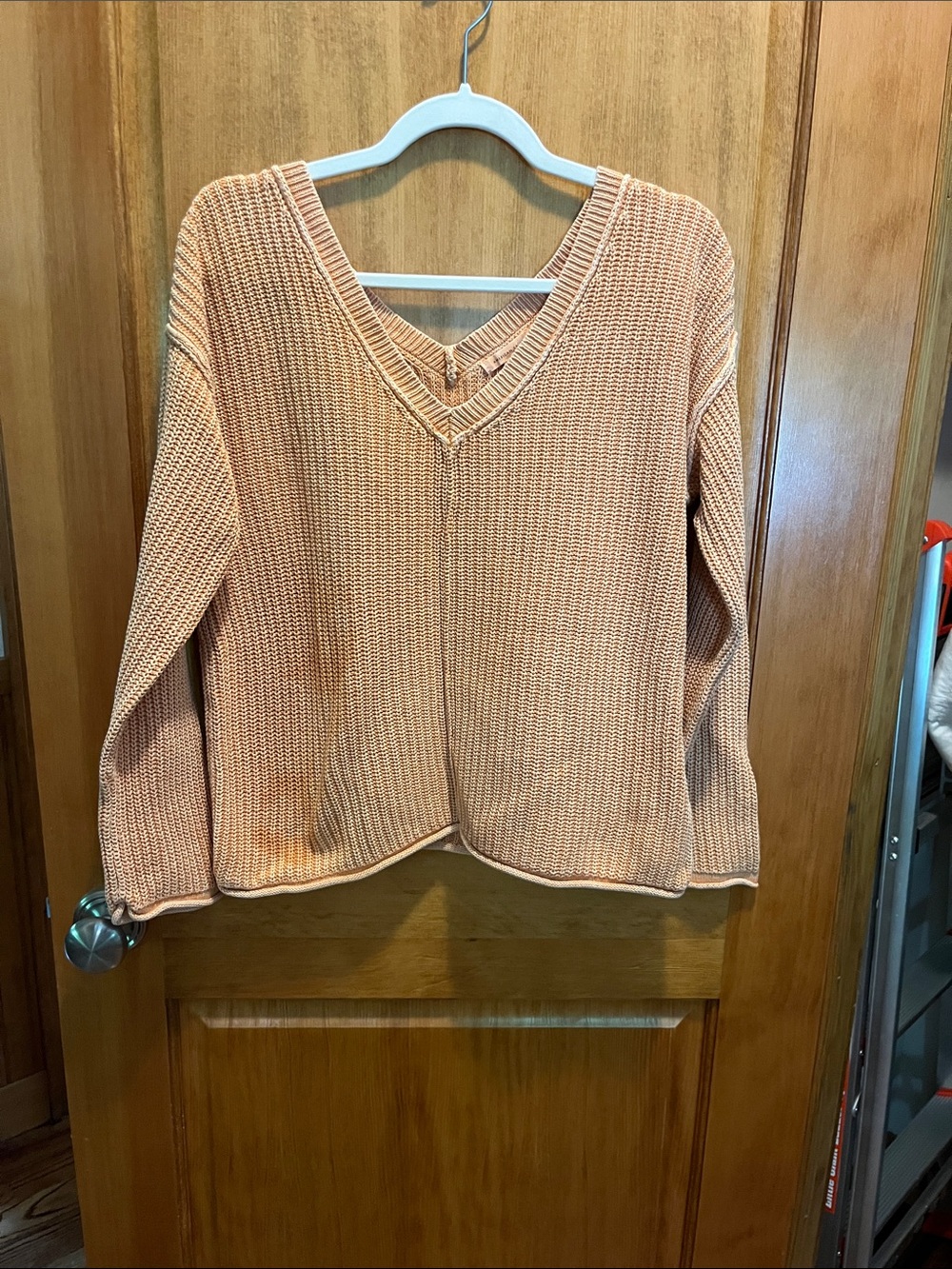 American Eagle Outfitters Women's Off The Shoulder V-neck Cable Knit Sweater